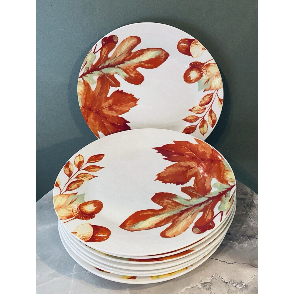 VTG 👑Royal Norfolk Autumn Leaves🍁 & Acorns🌰 Dinner Plates Set of EIGHT (8)